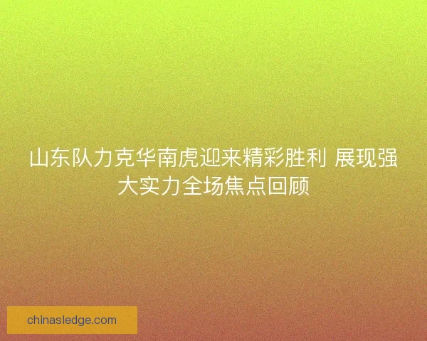 山东队力克华南虎迎来精彩胜利 展现强大实力全场焦点回顾